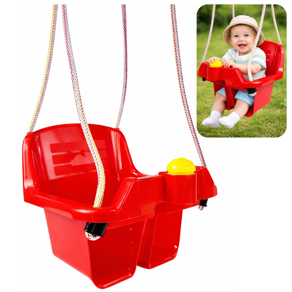 Závěsná dětská houpačka kyblíková červená