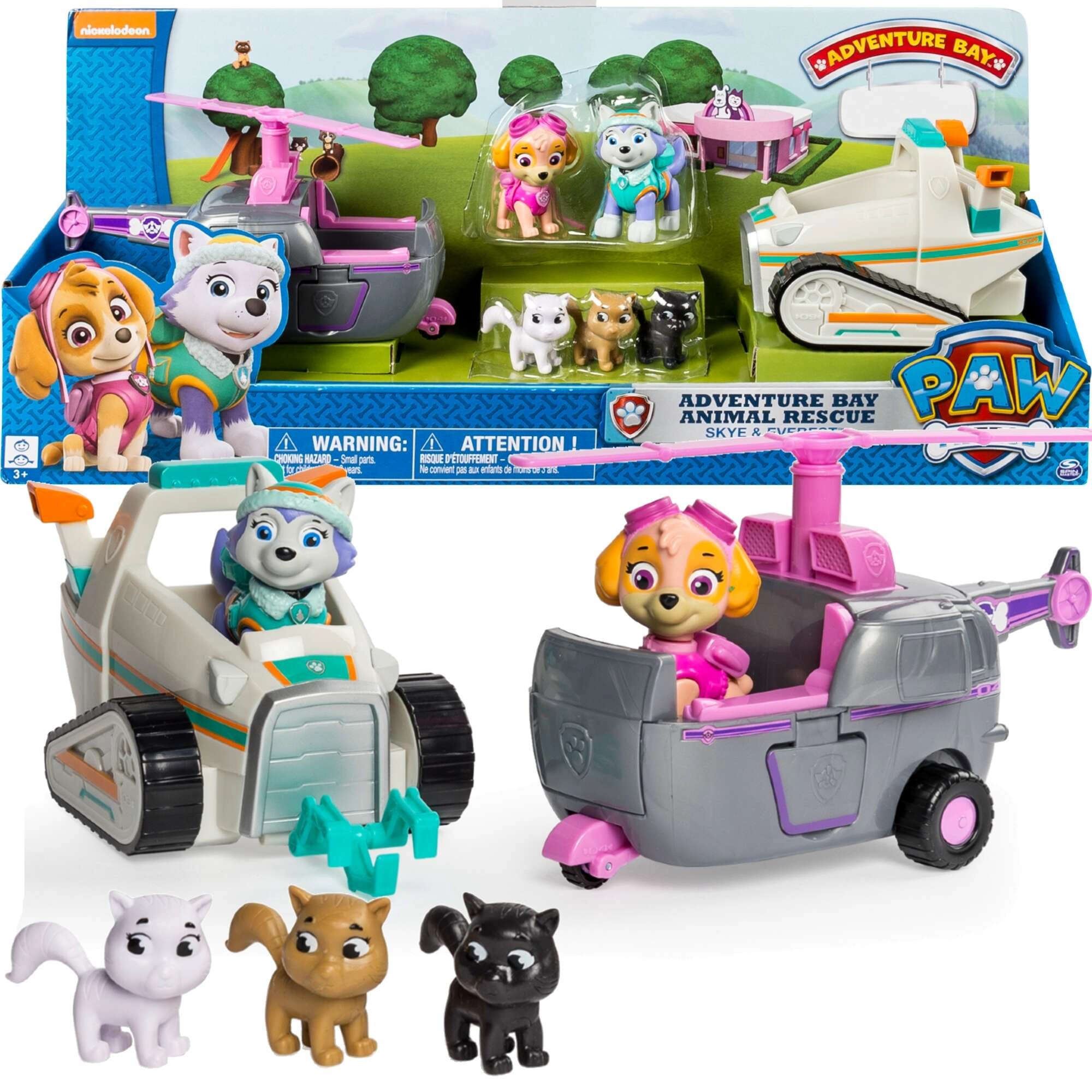 Paw Patrol záchranný set Skye a Everest – helikoptéra, sněžný skútr a figurky koťátek