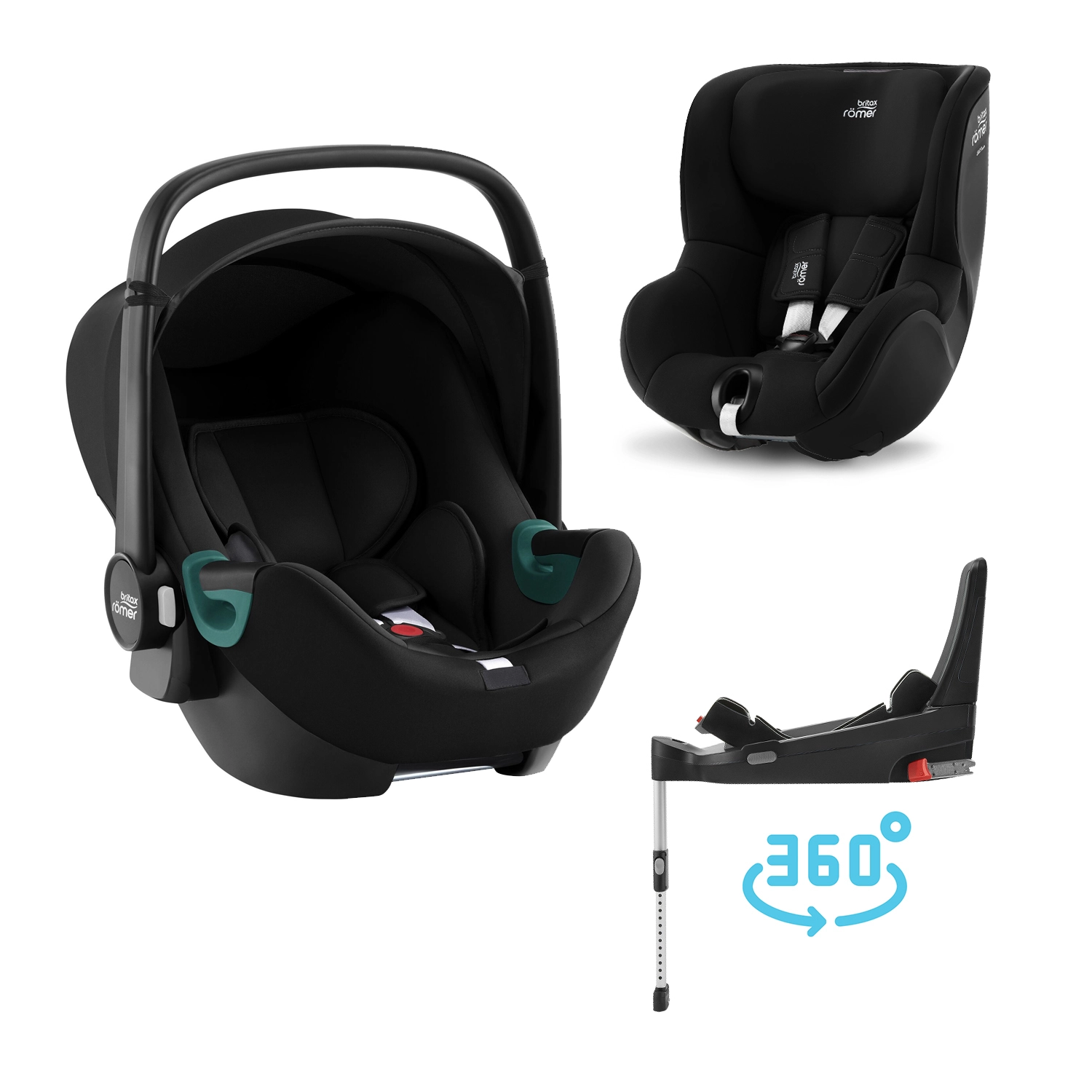 Sada autosedaček BRITAX RÖMER Baby-Safe 3 i-Size + Dualfix 3 i-Size s bází Flex Base 5Z, Space Black