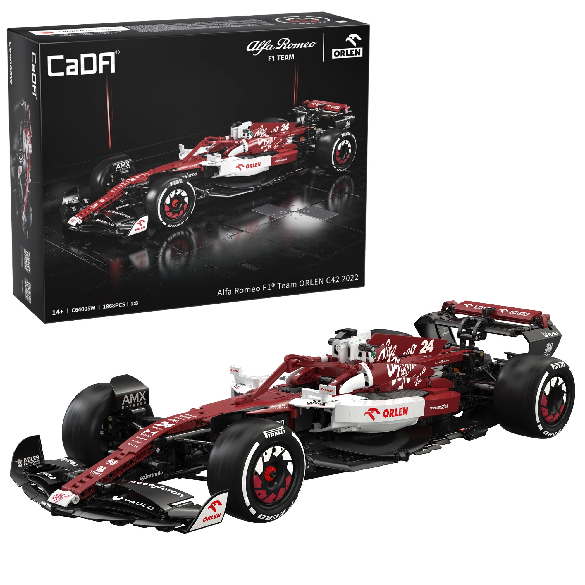Stavebnice CaDA závodní vůz ALFA ROMEO F1 Team ORLEN C42 (1:8, 1868 dílků)