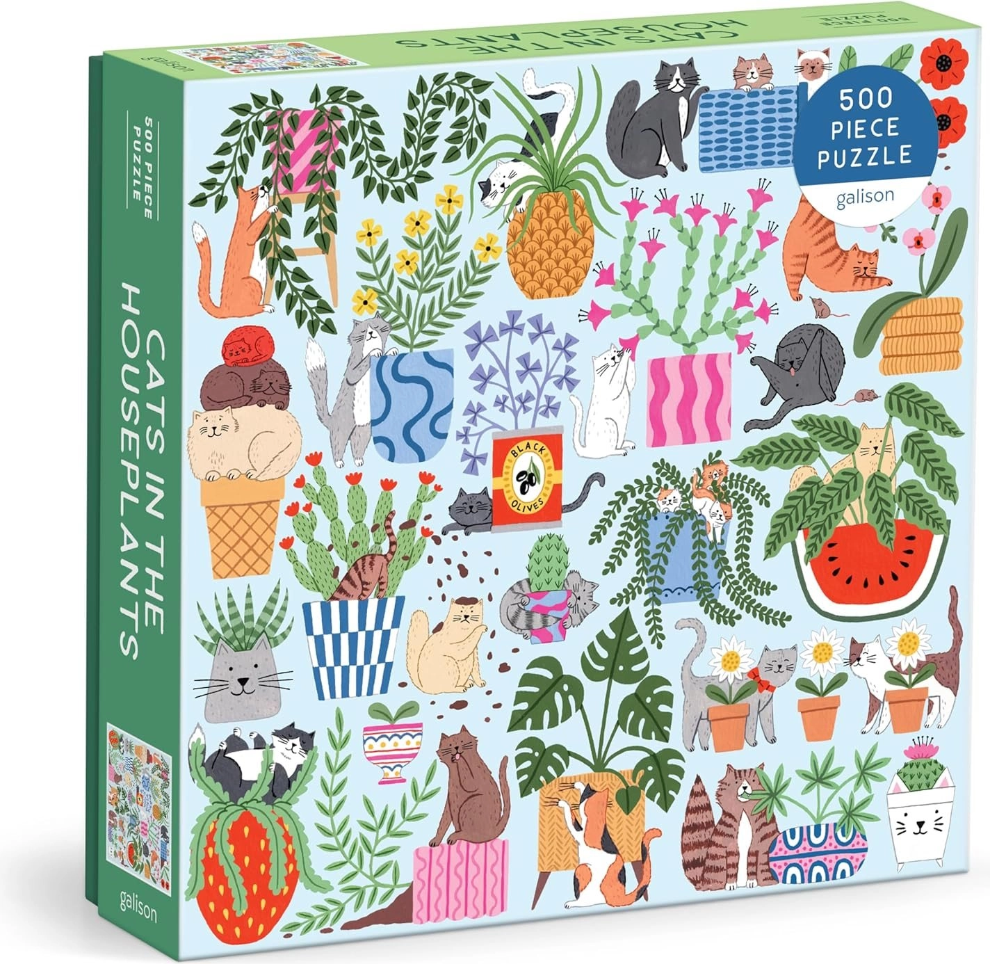 Čtvercové puzzle Kočky v květináčích 500 dílků GALISON