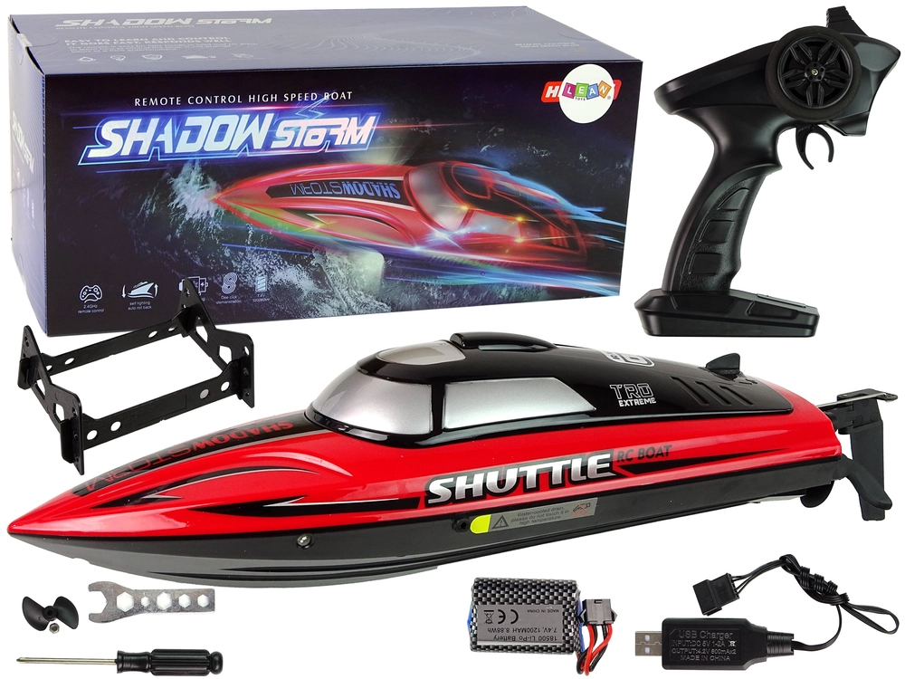 RC motorový člun 2,4 GHz červený 20–25 km/h