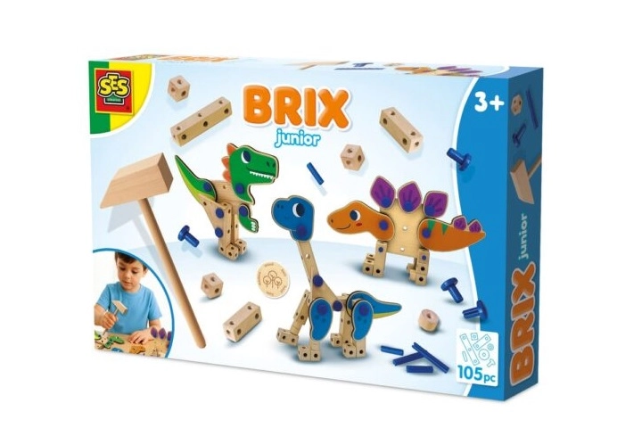 SES Brix junior dinozaury – dřevěná konstrukční sada