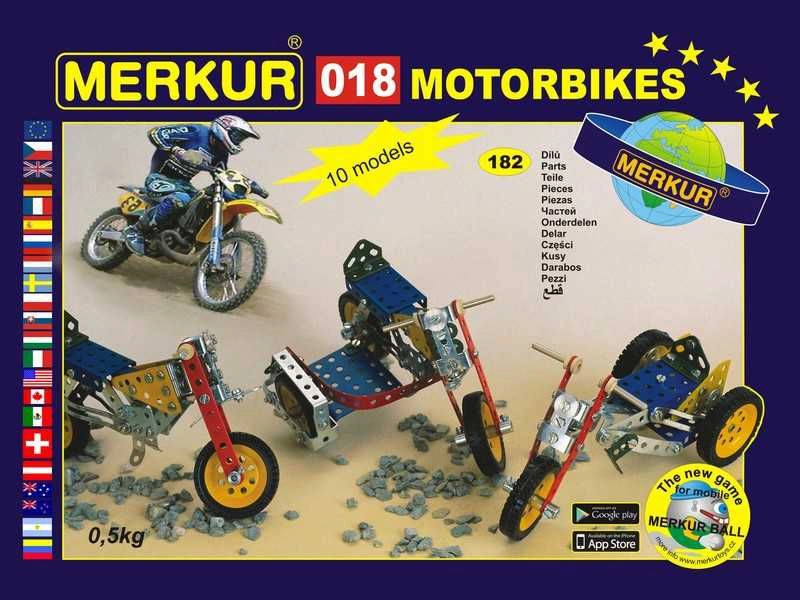 Levně Merkur motorky – kovová stavebnice 174 dílů, až 10 modelů