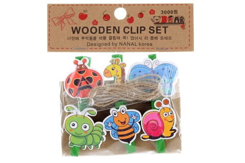 Dřevěné klipy se zvířátky, 6 ks