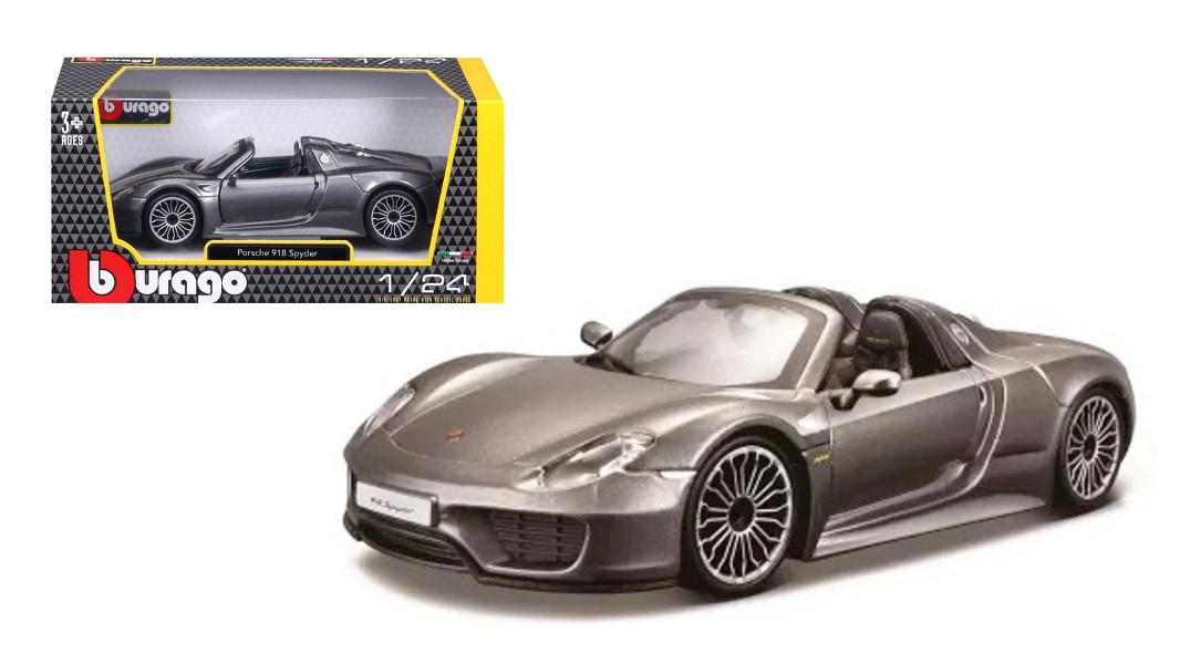 Kovový model BBURAGO 1:24 Porsche 918 Spyder – šedý