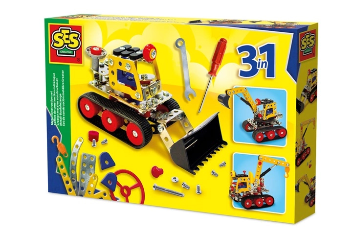 SES Creative kovová konstrukční stavebnice stavební vozidla 3 v 1