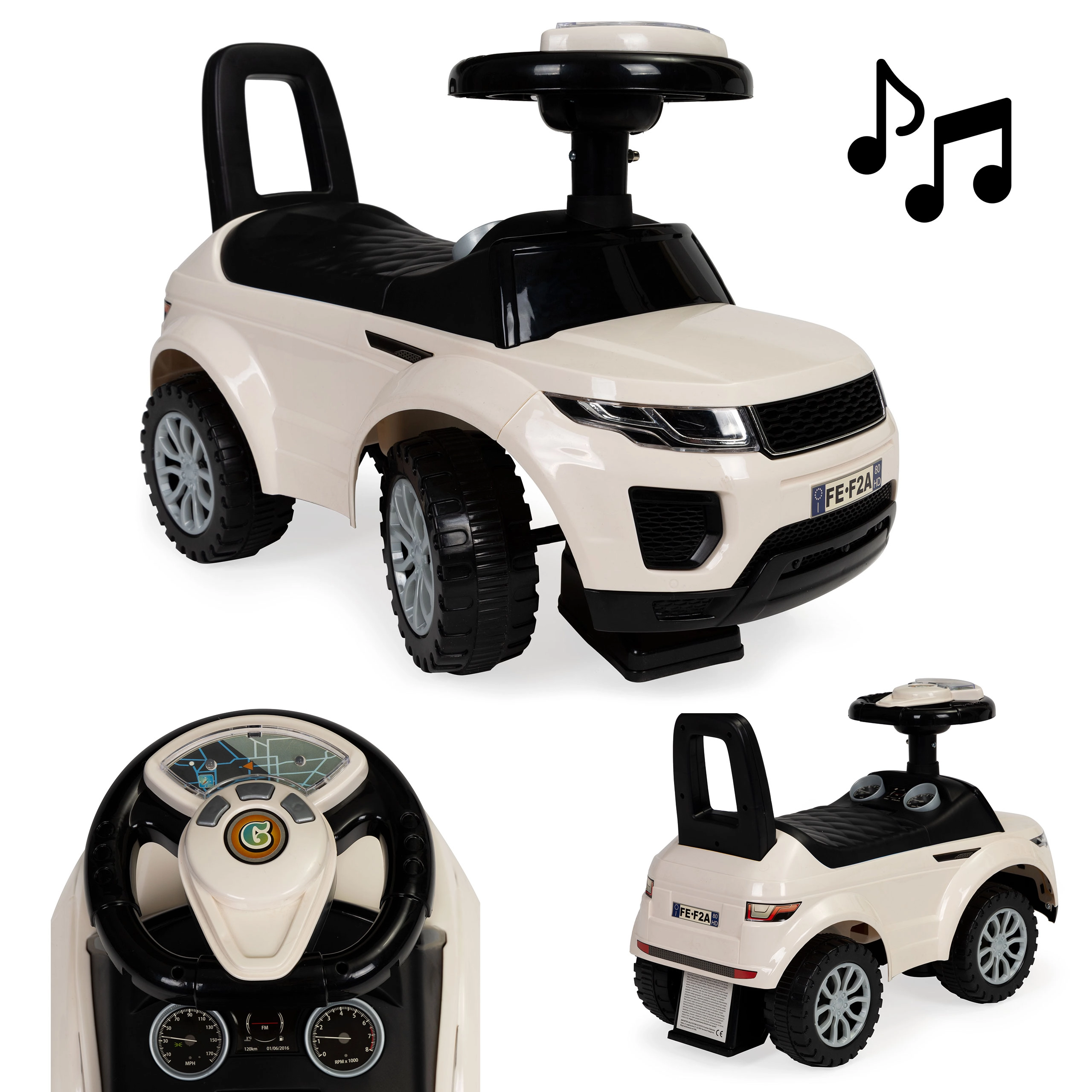 ECOTOYS Odrážedlo Auto s melodiemi bílé