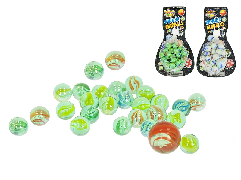 Skleněné kuličky sada 25 ks – průhledné, zelené a bílé