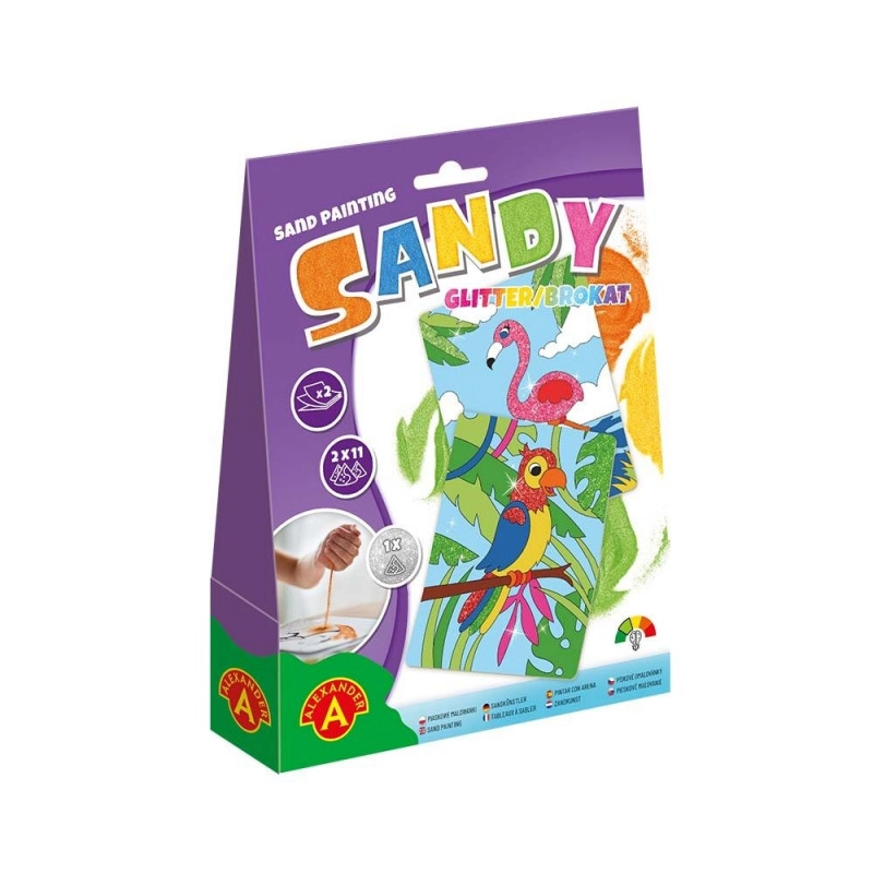 Obrazy z písku Papoušek a plameňák