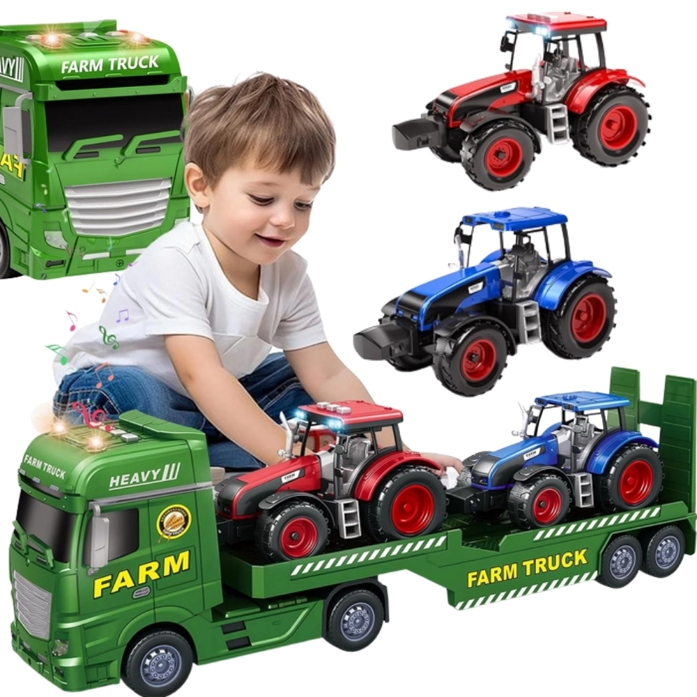 Levně Woopie odtahový kamion s traktory – světla a zvuky, farma 1:12