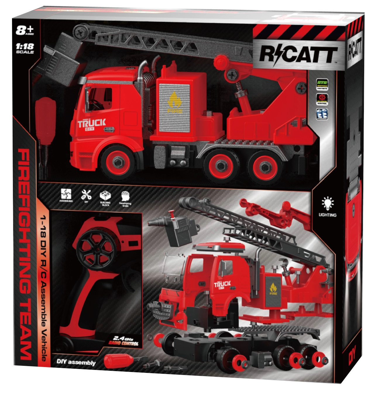 Levně R/C stavebnice hasičského vozu 1:18, 74 dílů