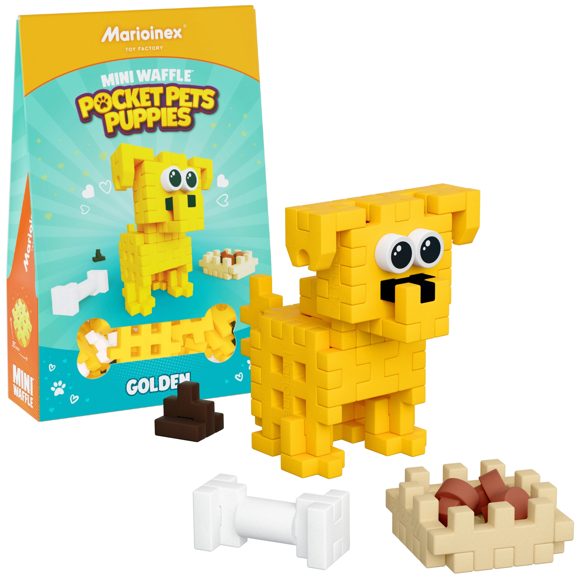 Stavebnice MINI WAFFLE Pocket Pets – štěně zlatého retrívra