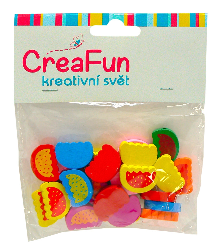 Dřevěné korálky meloun, 25 ks, 2 × 1,2 cm