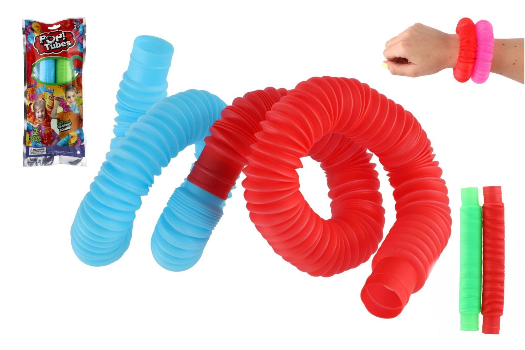 Natahovací senzorické pop trubky – stavebnice 2 ks, mix barev