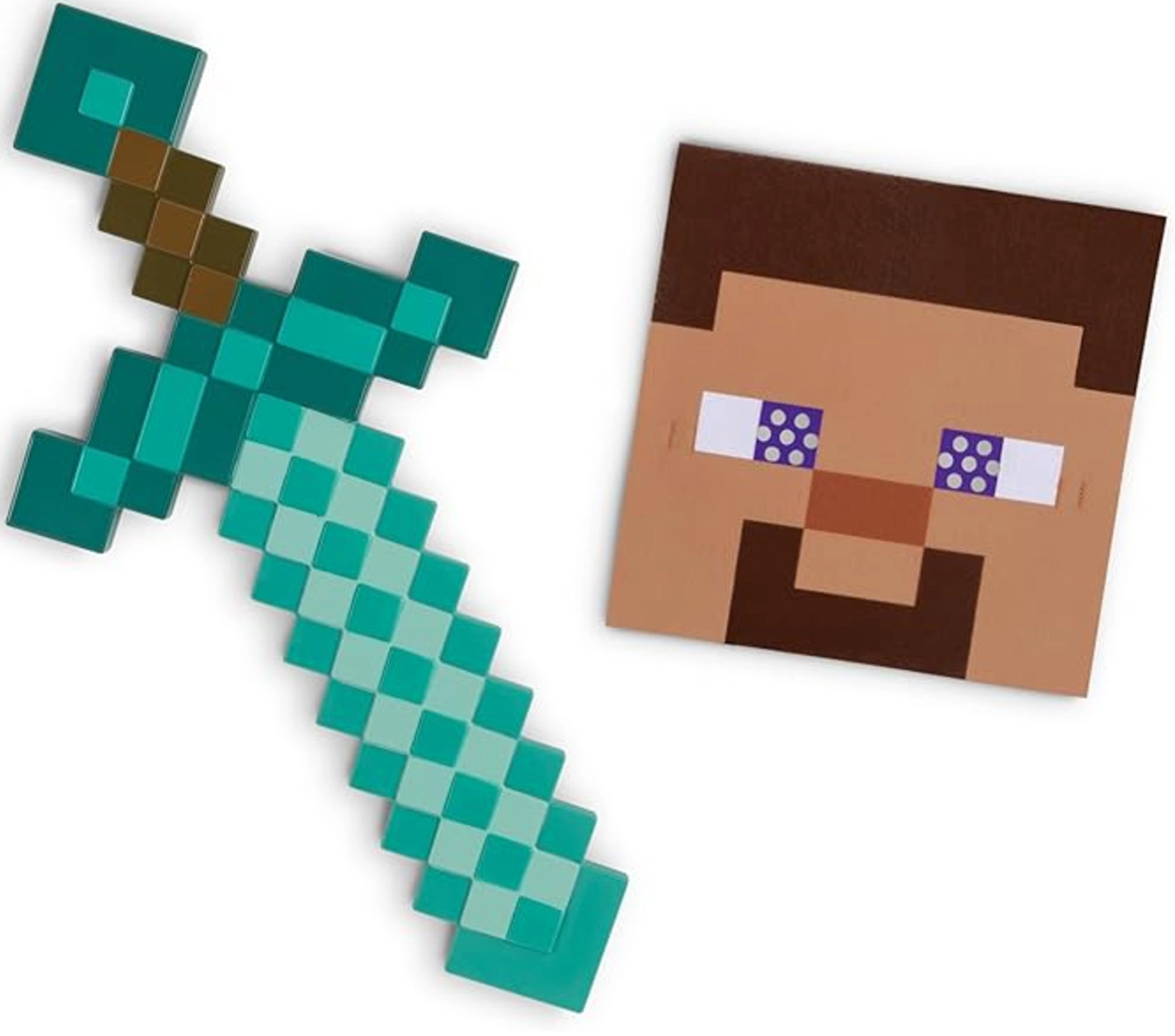 minecraft kostým na halloween a karneval – diamantový meč a maska steve od disguise