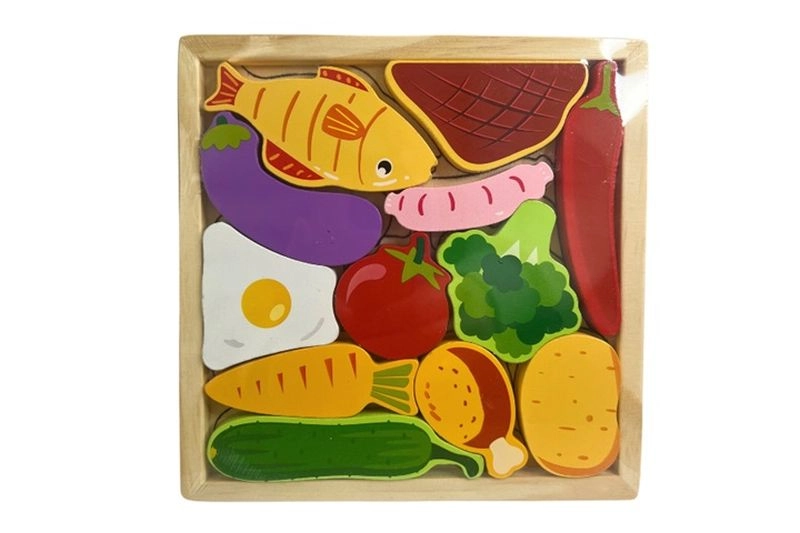 Dřevěné puzzle jídlo