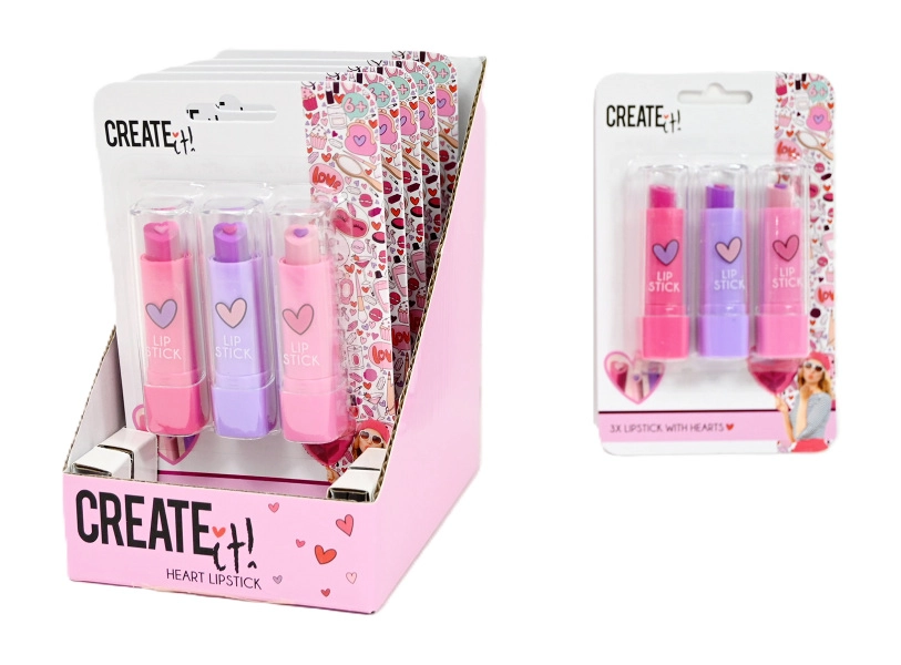 Create It! dětská sada rtěnek Love – 3 barvy