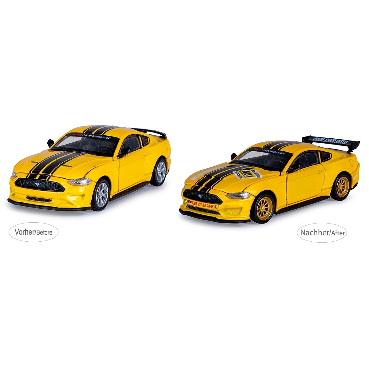 JAMARA Ford Mustang GT 2018 die-cast model 1:42 žlutý
