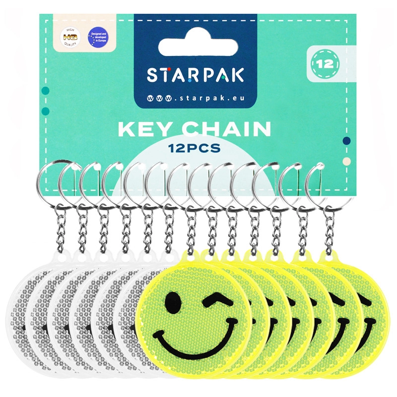 Reflexní přívěsek smajlík 7 cm – mix 2 variant, balení po 12 ks