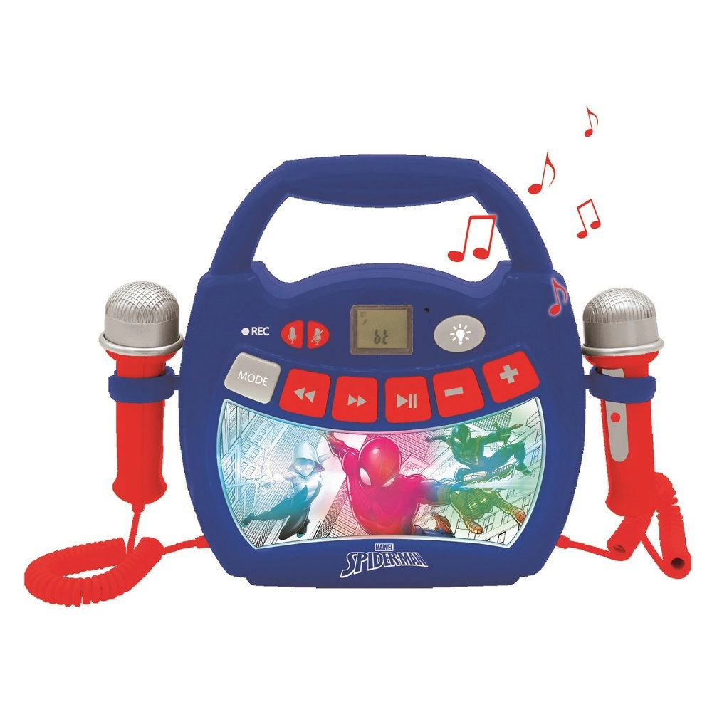 Levně Dětský karaoke přehrávač se světly SPIDER-MAN s Bluetooth a 2 mikrofony