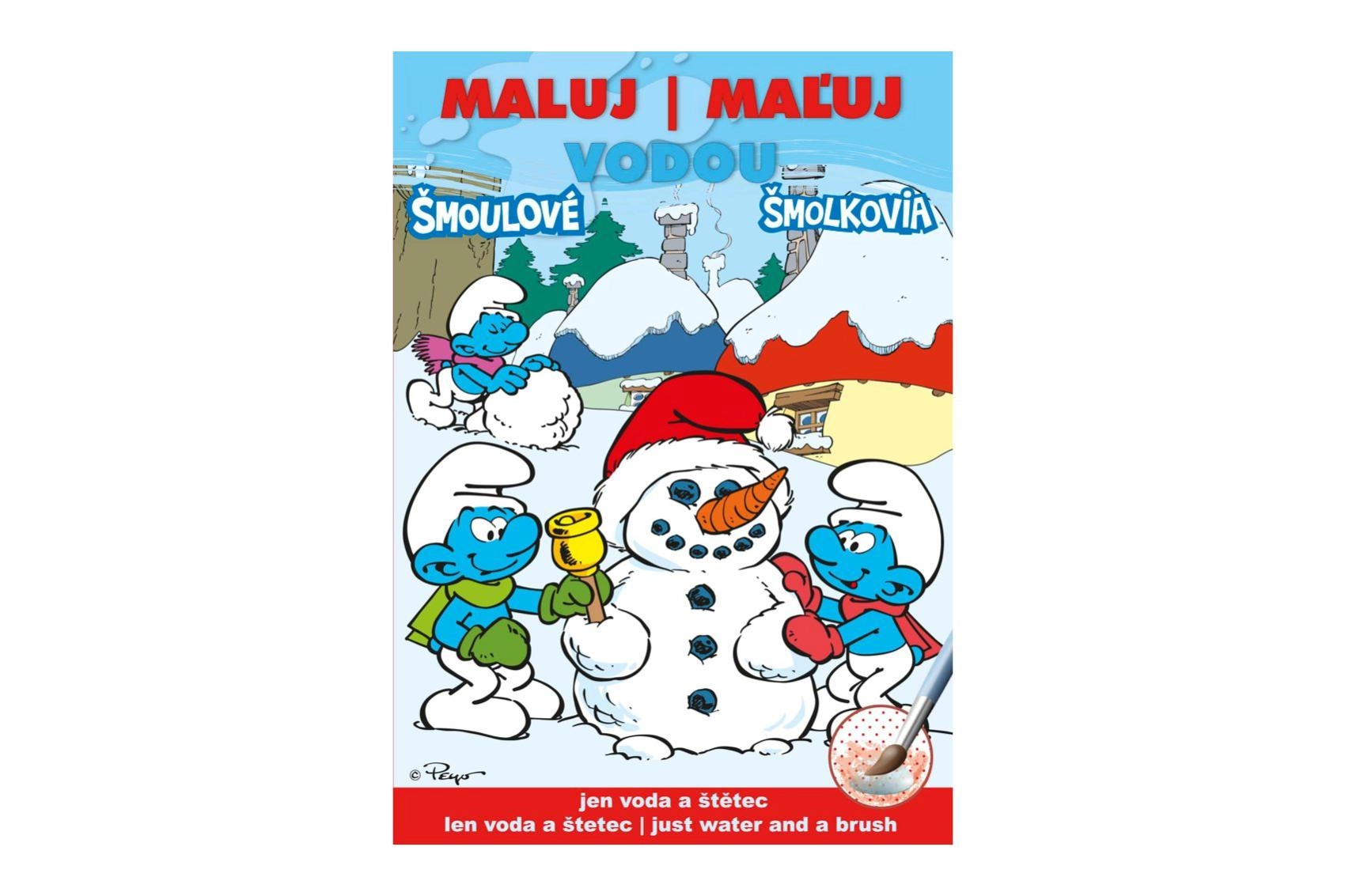 Omalovánky Maluj vodou A5 – Šmoulové zimní