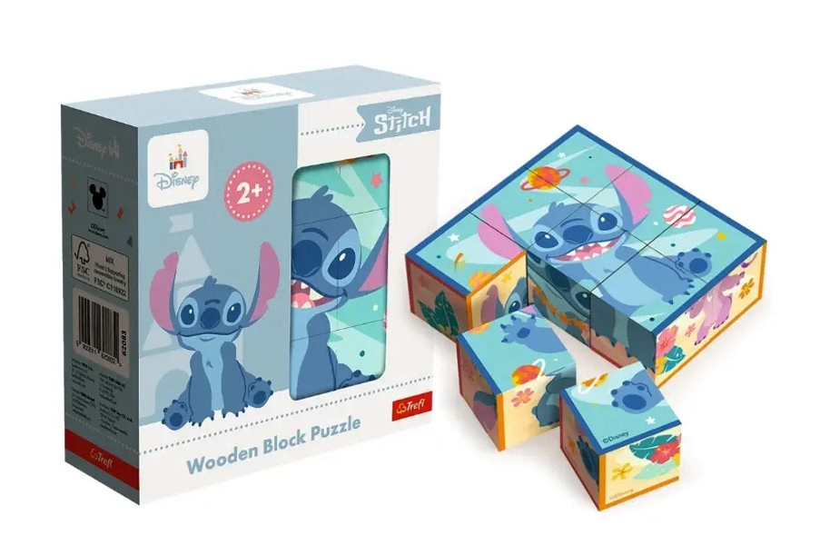 Dřevěné puzzle kostky Lilo & Stitch