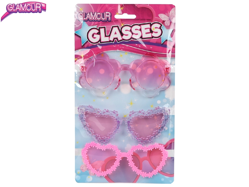 Glamour růžové dětské brýle – sada 3 ks