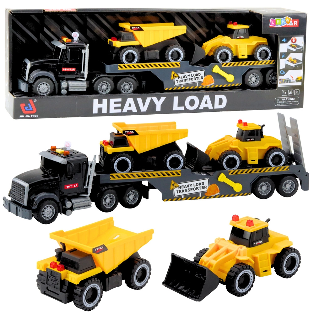 Sada nákladní vůz s vyklápěčem a nakladačem Heavy Load Transporter se světly a zvuky