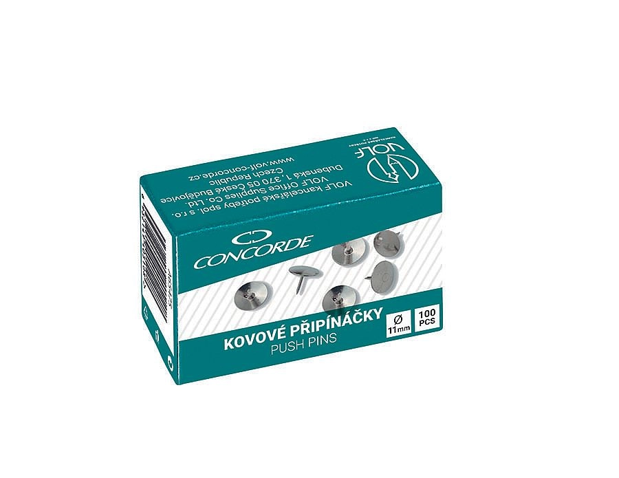 Připínáčky CONCORDE kovové, 100 ks, malé CONCORDE