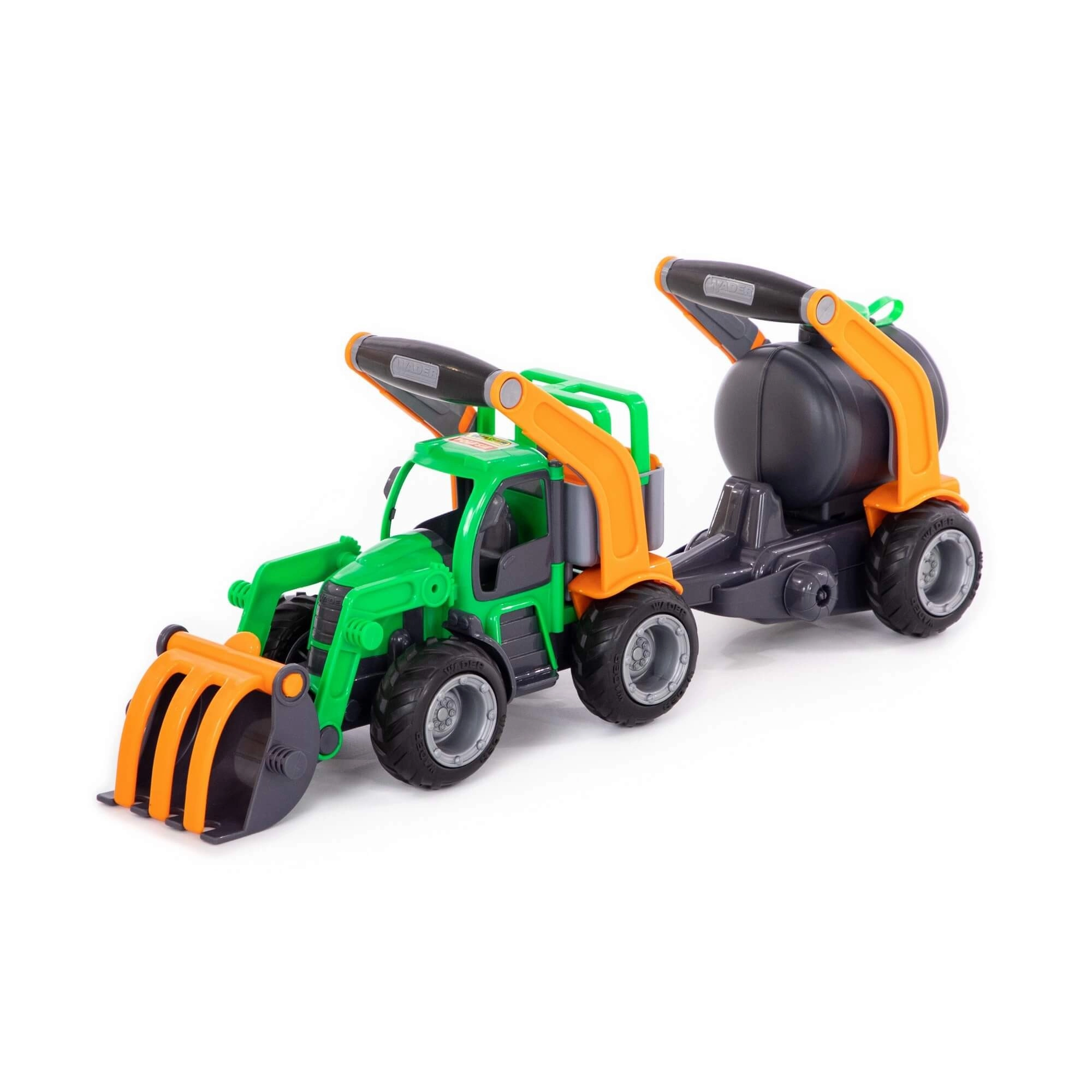 Traktor GripTruck s nakladačem a cisternou