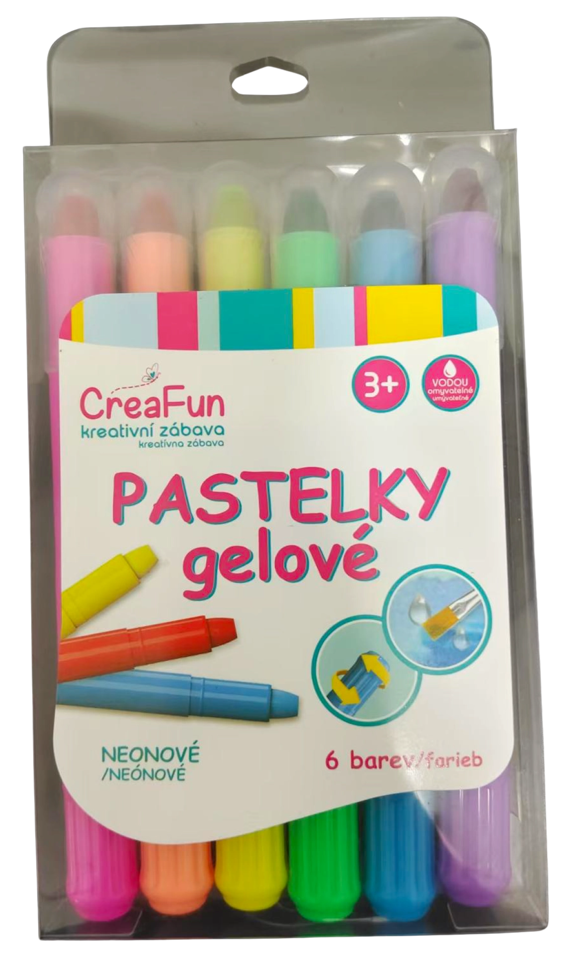 CreaFun neonové gelové pastelky – sada 6 ks