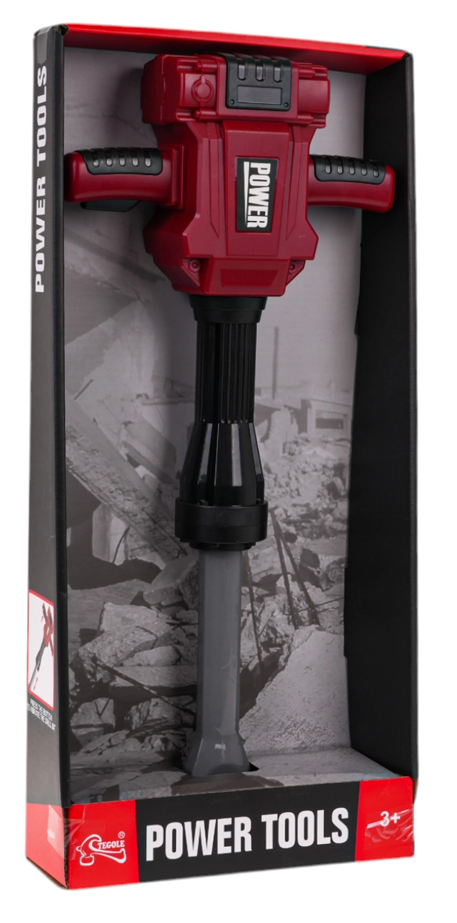 Dětské pneumatické kladivo – červené interaktivní kladivo s realistickými zvuky