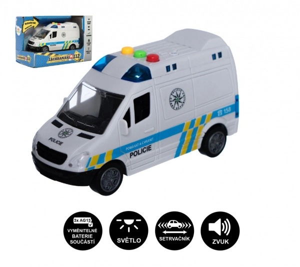 Levně Teddies Auto policie dodávka plast 15cm na setrvačník na baterie se zvukem se světlem