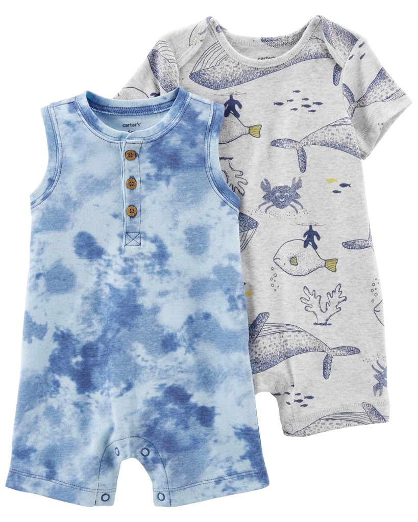 Carter's letní overaly s krátkým rukávem Grey Ocean pro chlapce, 2 ks