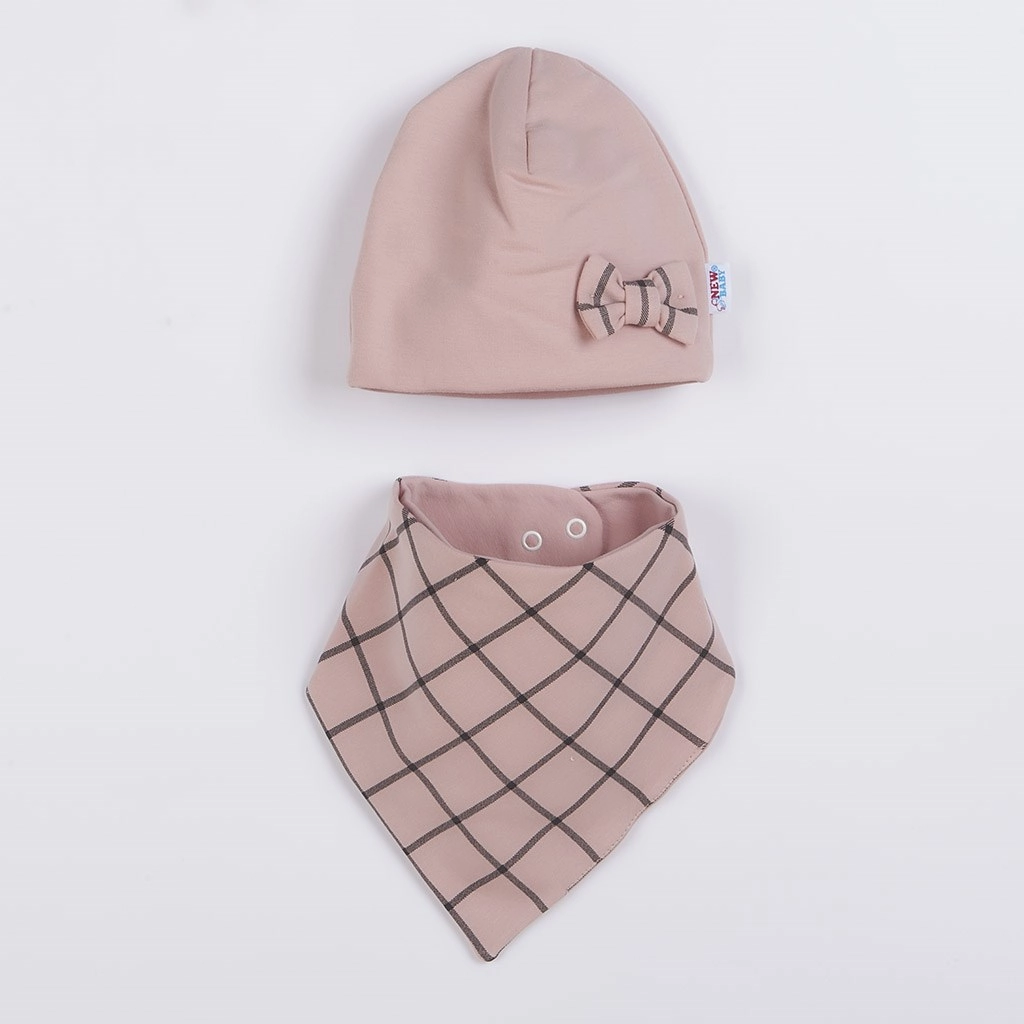 Kojenecká čepice a šátek na krk NEW BABY Missy růžová