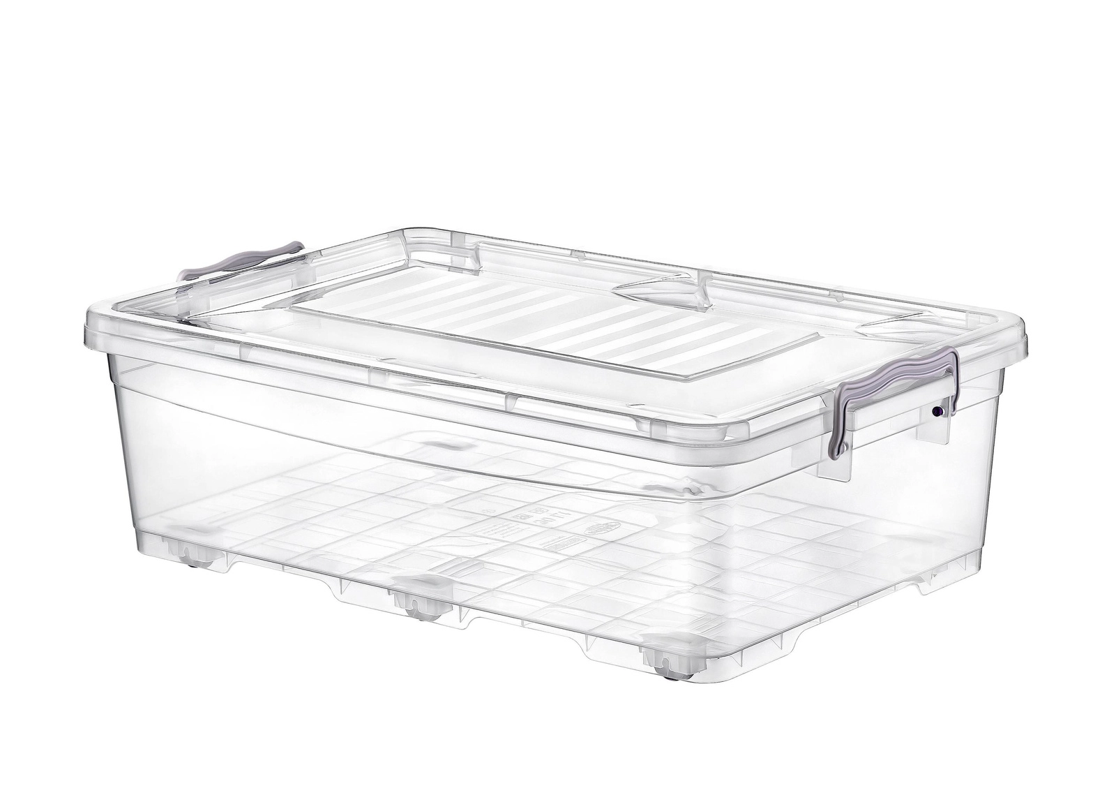 Úložný box s víkem a kolečky 30 l průhledný