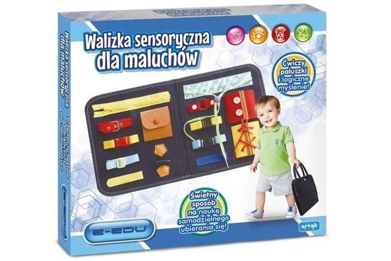 E-Edu senzorický kufřík s manipulační tabulí pro malé děti
