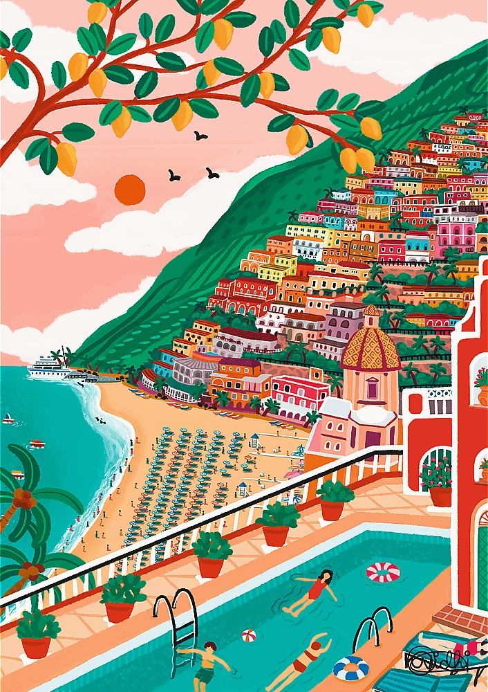 Puzzle Trefl Premium Plus Itálie Positano 1000 dílků