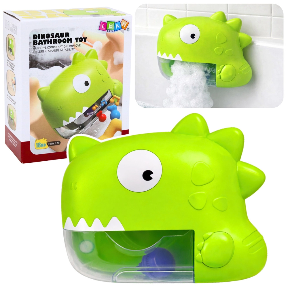 dětská koupací hračka dinosaurus – výrobník pěny, zelený