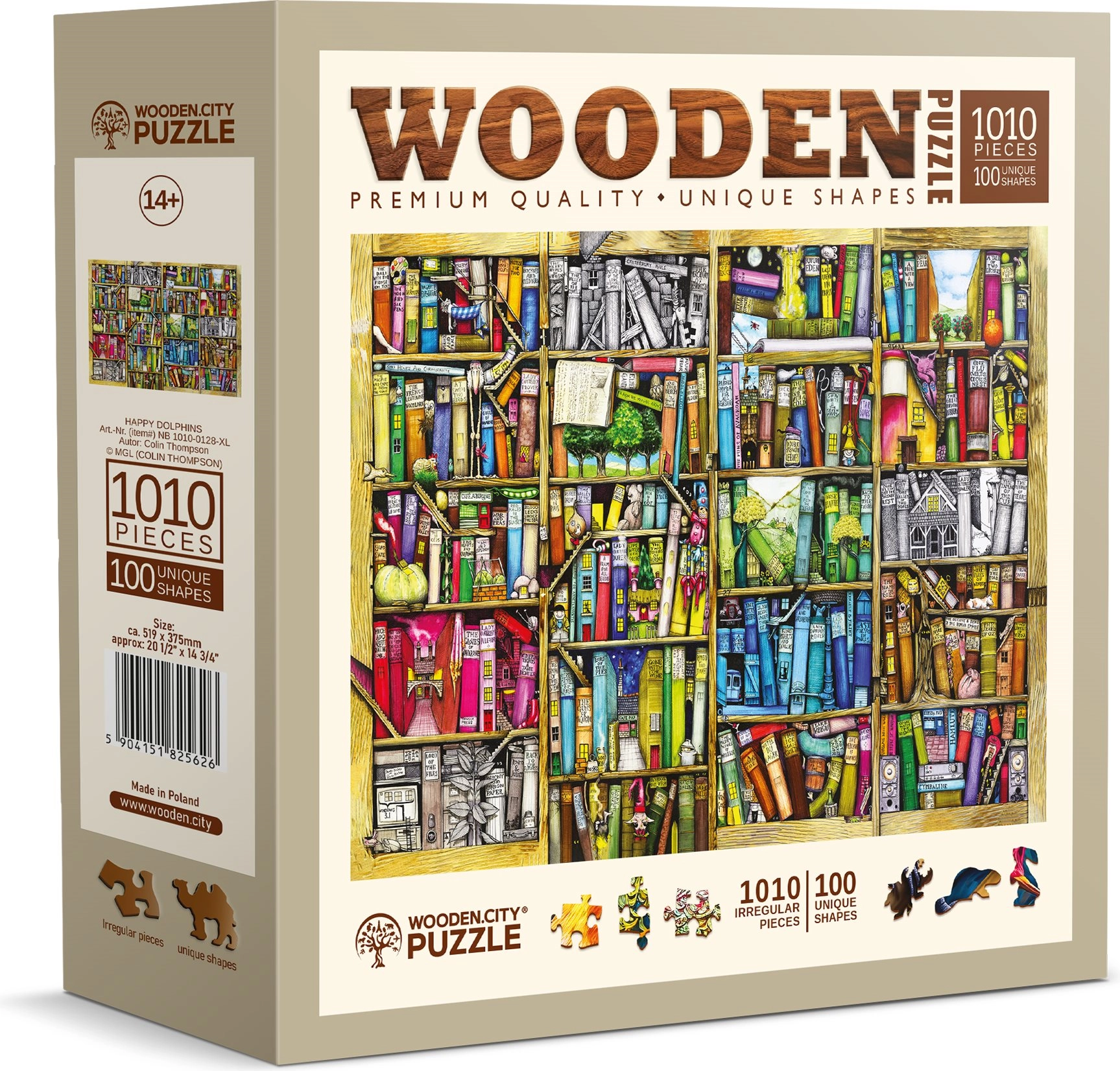 Dřevěné puzzle Police s knihami 1010 dílků WOODEN CITY
