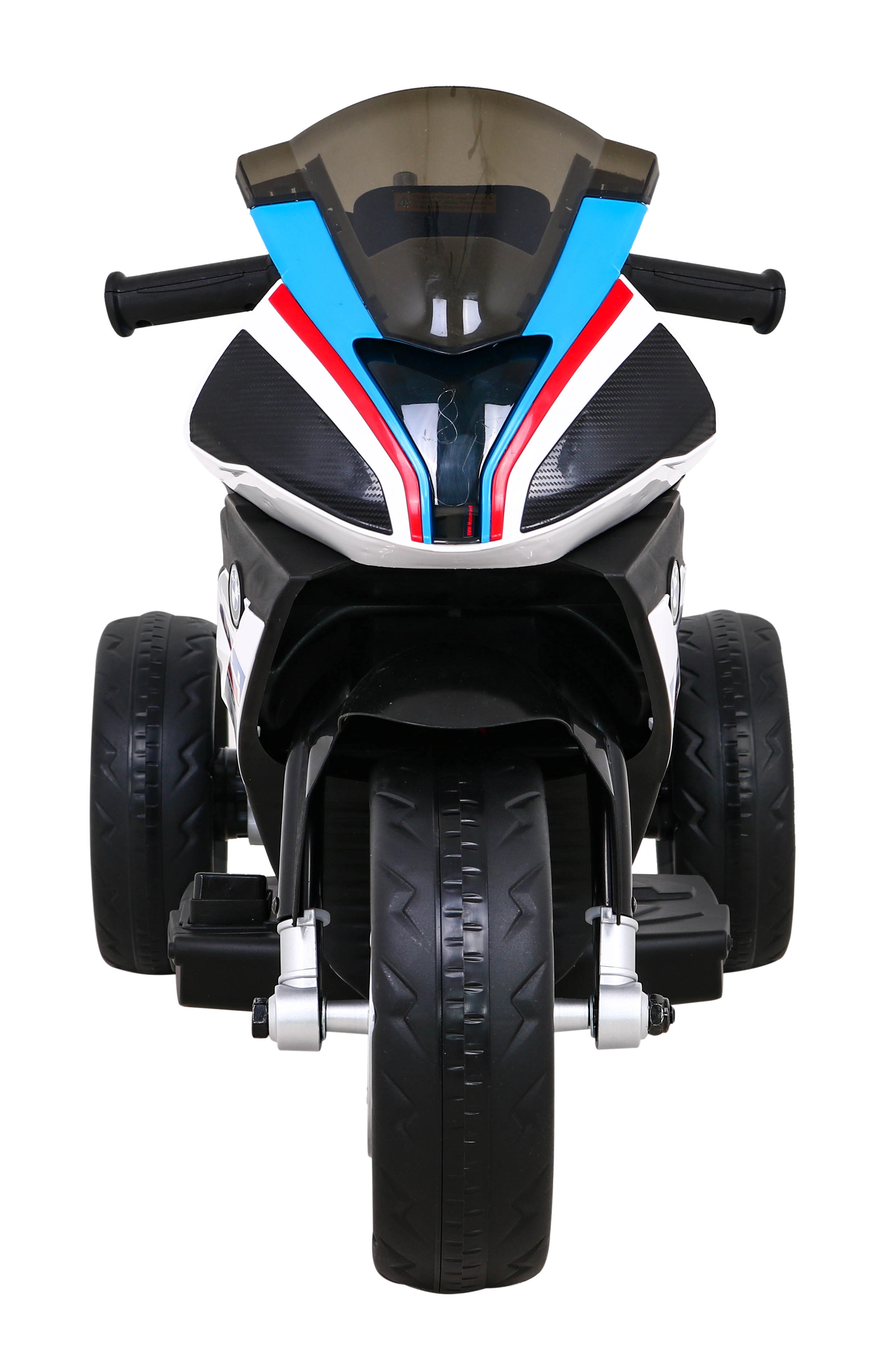 Dětská elektrická motorka BMW HP4, bílá, 3 kola, LED, MP3/USB, sedlo z eko kůže