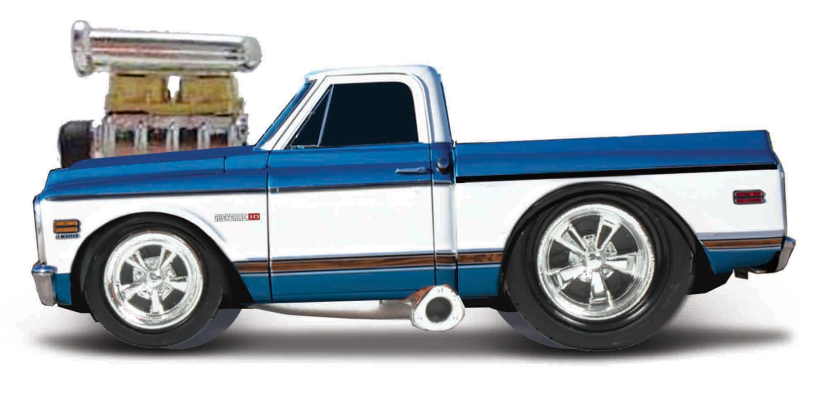 Levně MAISTO muscle Machines 1972 Chevrolet C10 Pickup modro-bílá 1:64