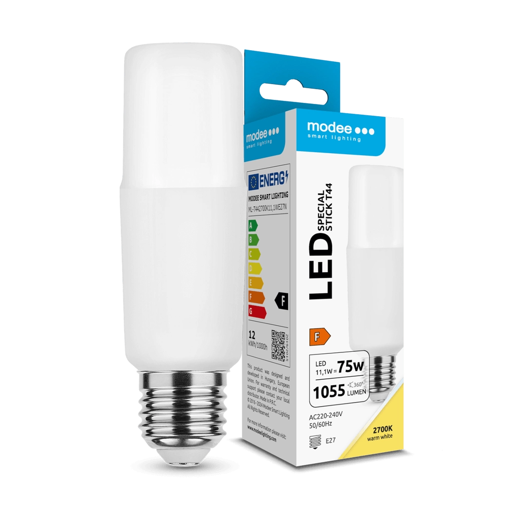 LED žárovka Modee Lighting Stick T44 11,1 W E27 teplá bílá 1055 lm