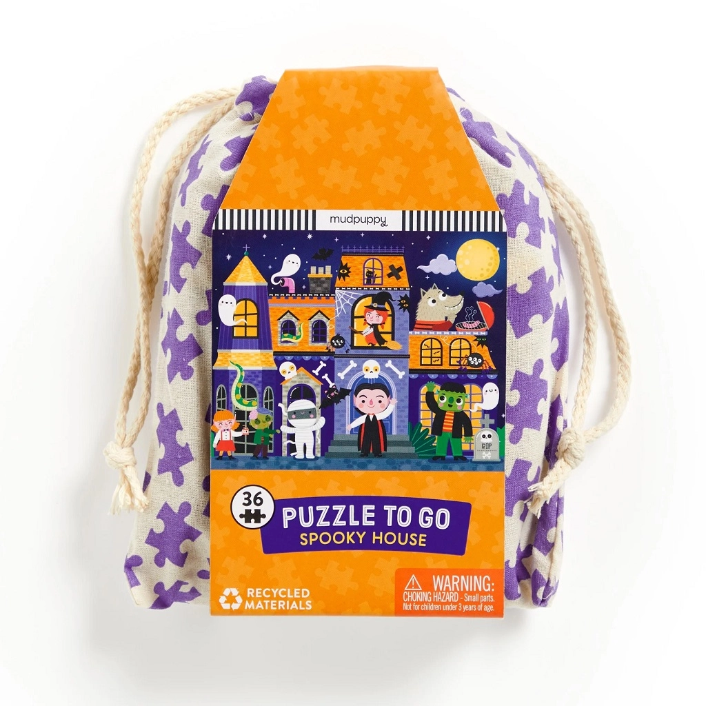 Mudpuppy Puzzle Strašidelný dům v látkovém pytlíku 36 dílků