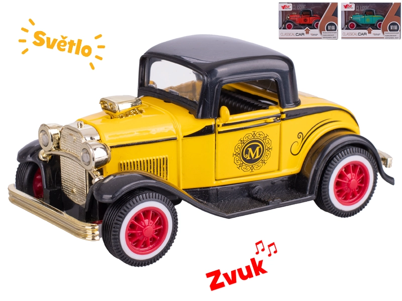 Kovový model auta oldtimer 1:36 se světly a zvuky