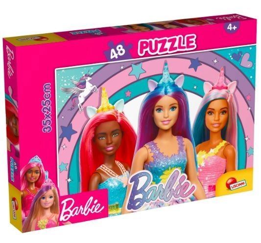 Levně Puzzle BARBIE 48 dílků – kouzelný jednorožec, oboustranné