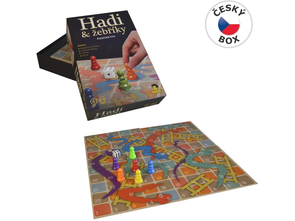 Hadi a žebříky – luxusní rodinná stolní hra 34 × 34 cm