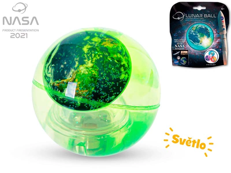 Svítící skákací míček NASA s třpytkami 5 cm