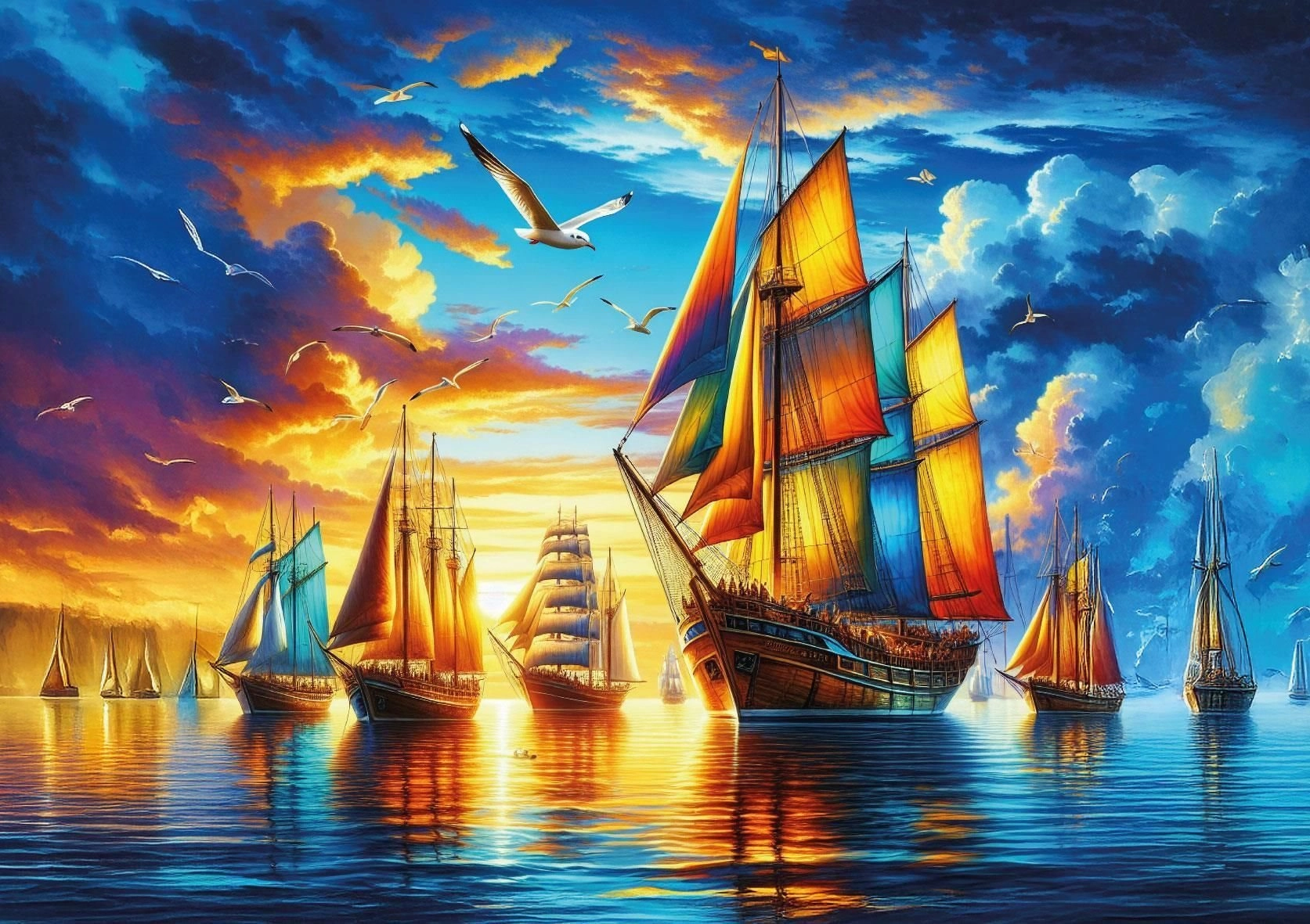 Puzzle Přístav barevných plachetnic 500 dílků
